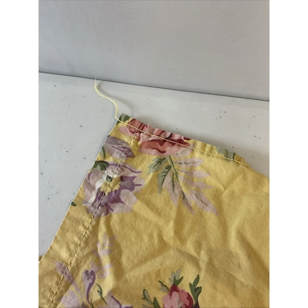 Ralph Lauren Kathleen Twin Flat Sheet Yellow Floral Roses. Blue Label For Parts